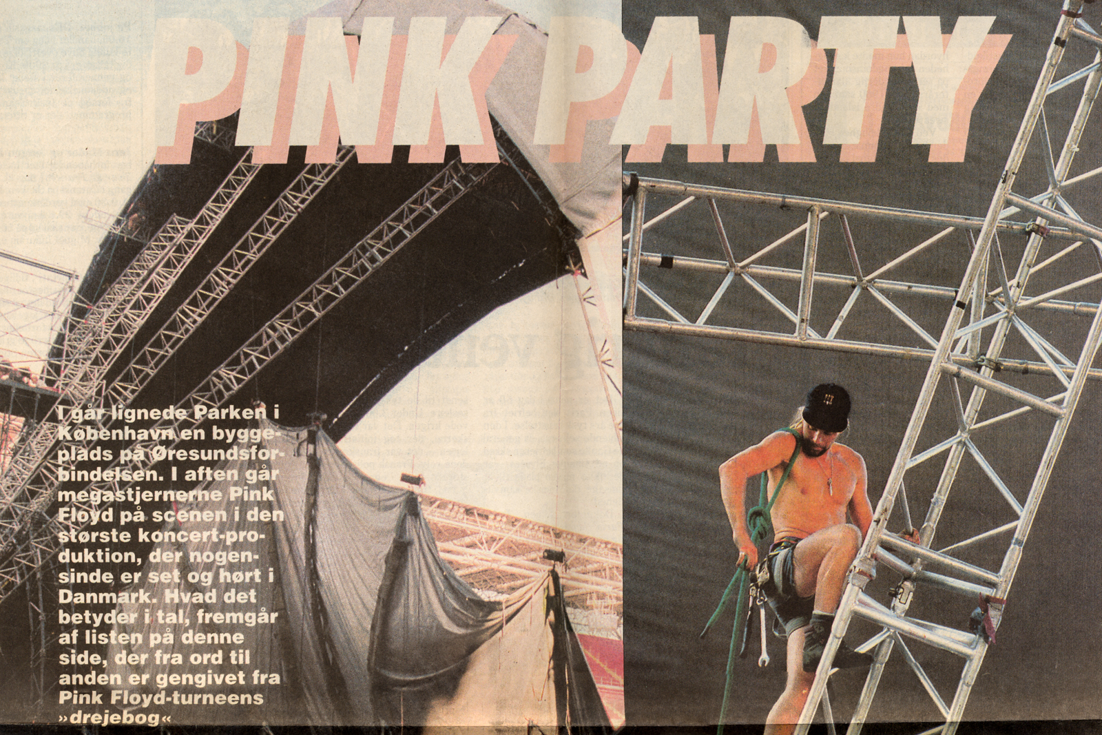 Article from Berlingske tidende on the upcoming Pink Floyd concert in Parken on August 25th, 1994.