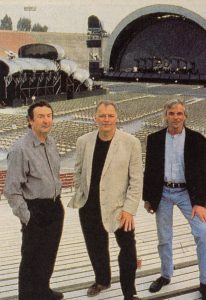 Pink Floyd (fra venstre Nick Mason, David Gilmour og Rick Wright).