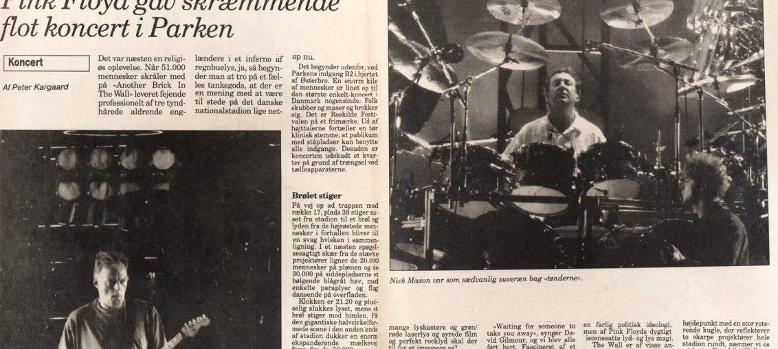 Anmeldelse fra Dagbladet Ringsted af Pink Floyd koncerten i Parken den 25 August 1994.