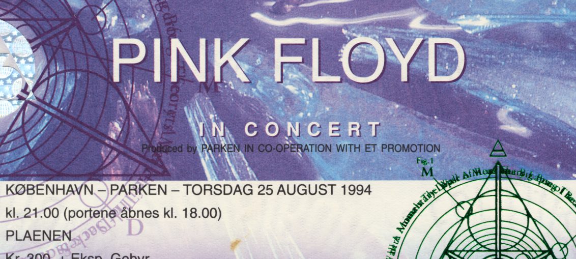Ticket from the Pink Floyd concert in Parken Stadium on August 25th, 1994.