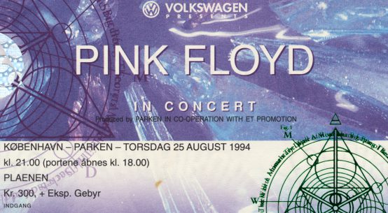 Ticket from the Pink Floyd concert in Parken Stadium on August 25th, 1994.